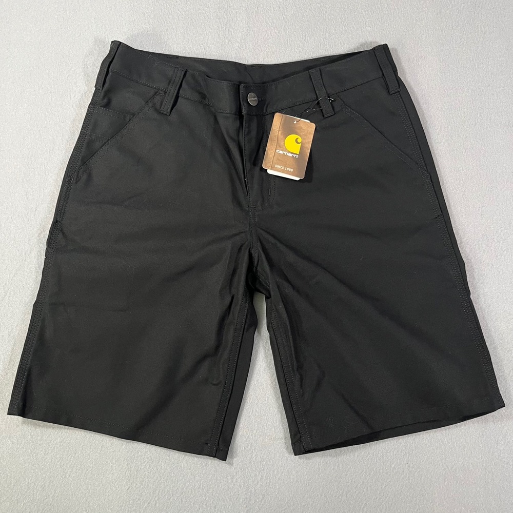 NEW Carhartt Women Black Original Loose rigged flex Fit canvas Workwear Shorts 8